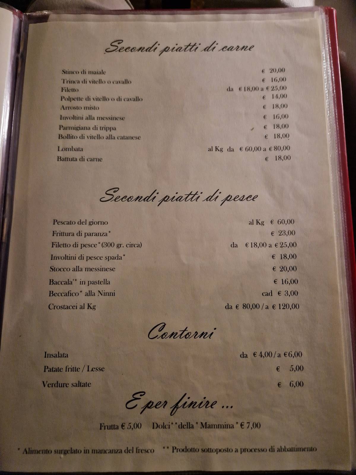 Menu di Ninnetti Trattoria Pizzeria 