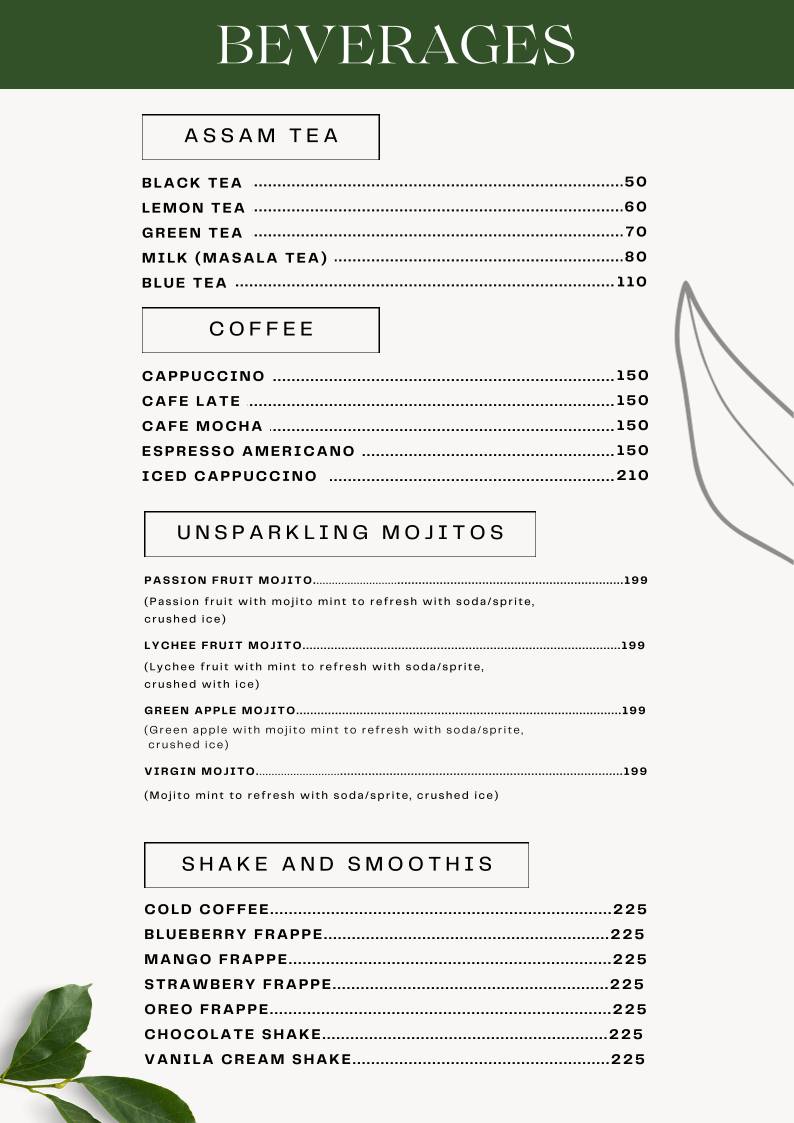 Niri's Park View Restaurant menu