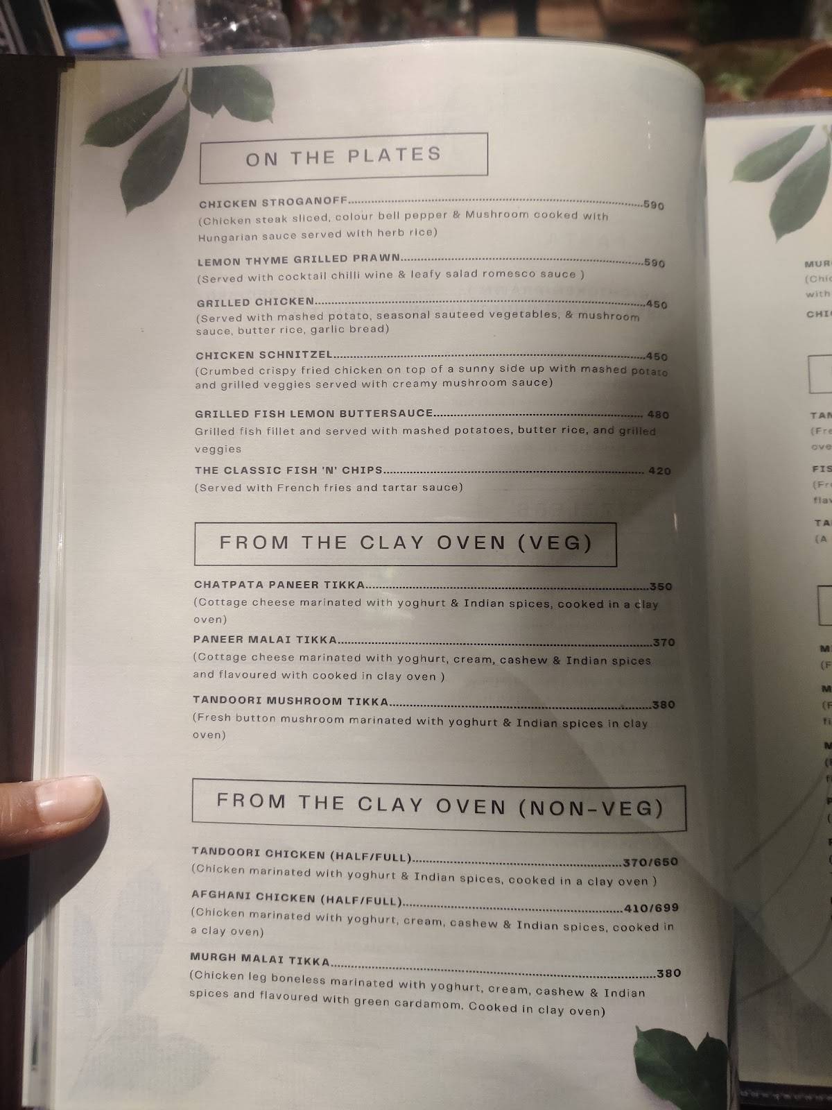 Niri's Park View Restaurant menu