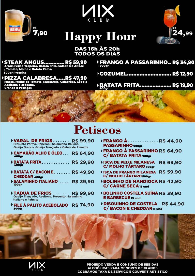 Nix Club - Choperia e Boate em Caldas Novas cardápio