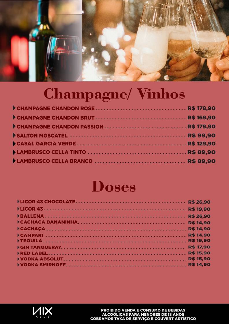 Nix Club - Choperia e Boate em Caldas Novas cardápio