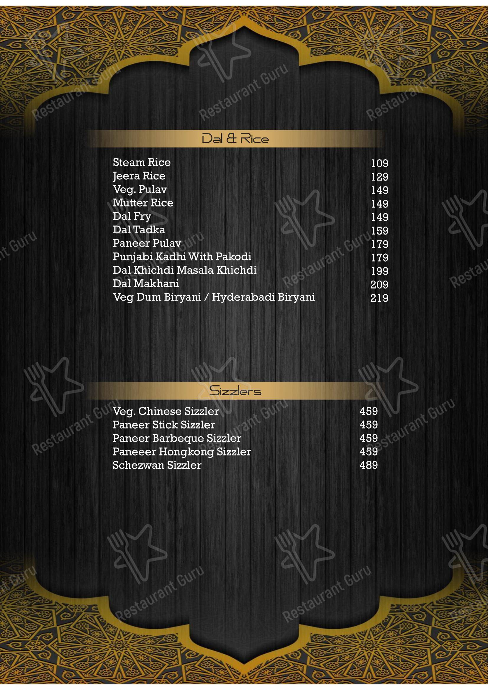 Menu at Nizam's The Royal Kitchen, Vadodara