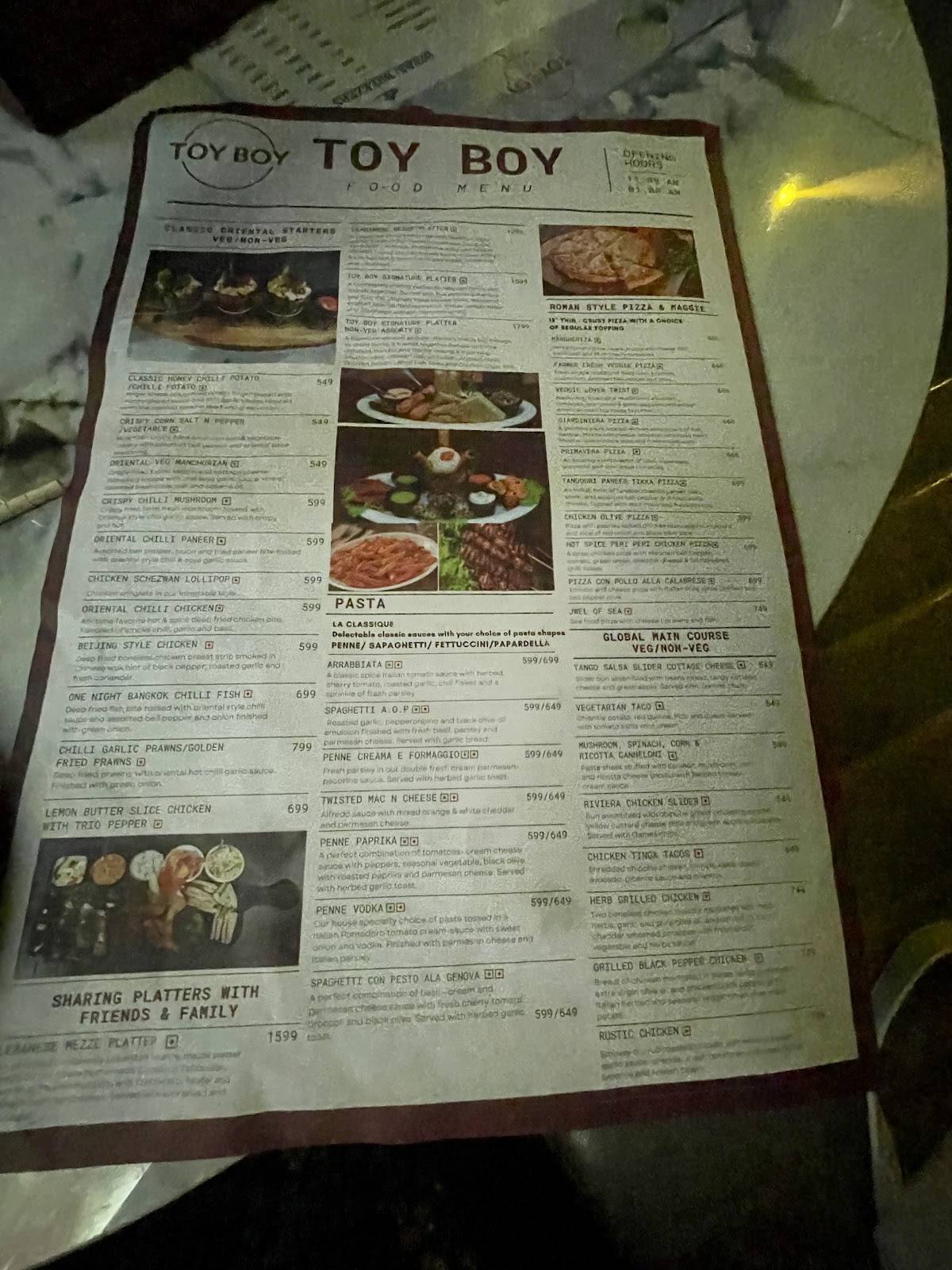 TOY BOY menu