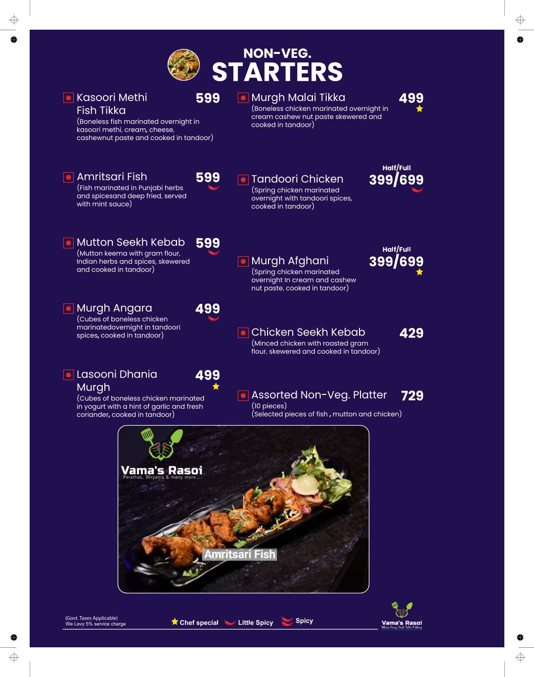 Vama's Rasoi menu