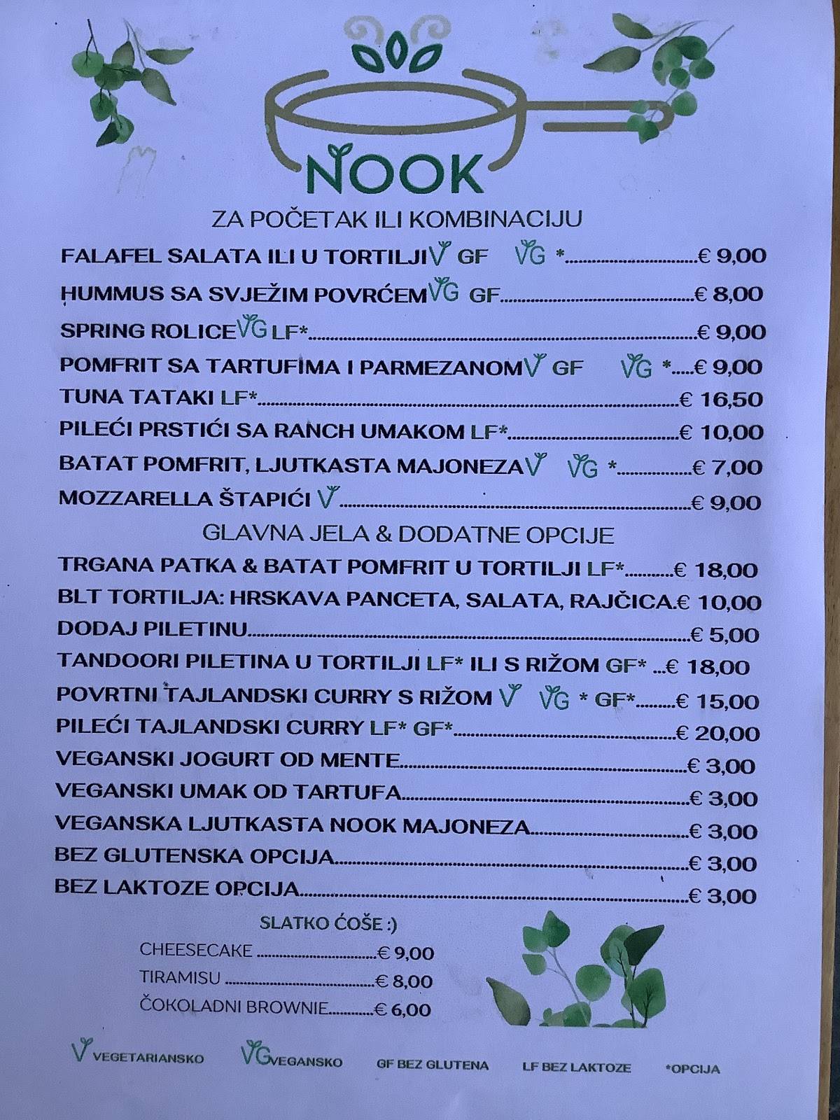Menu di Nook 