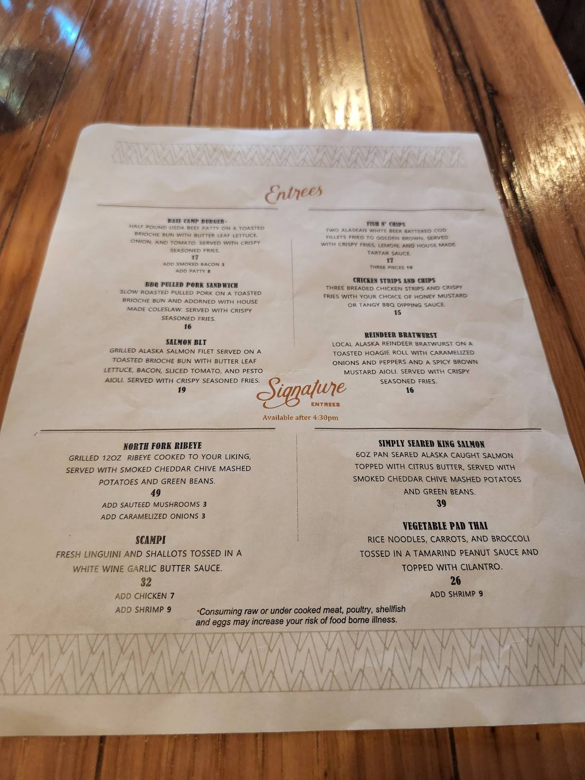 Menu at North Fork Restaurant, Trapper Creek