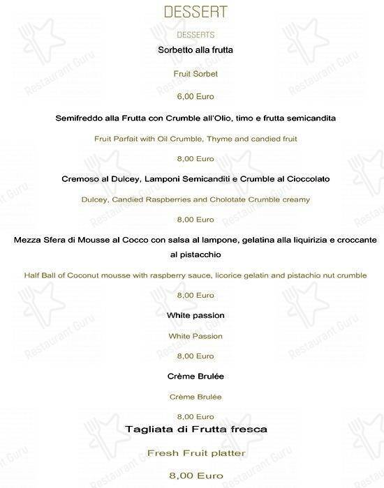 Menu di Nu Hotel Milano 