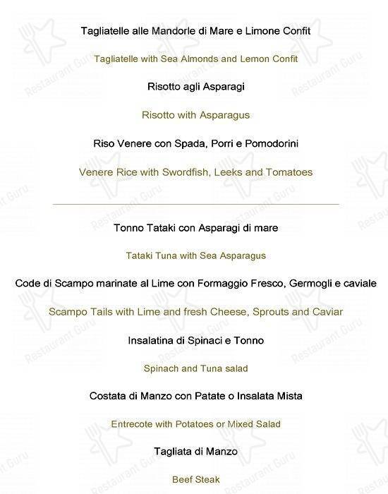 Menu di Nu Hotel Milano 