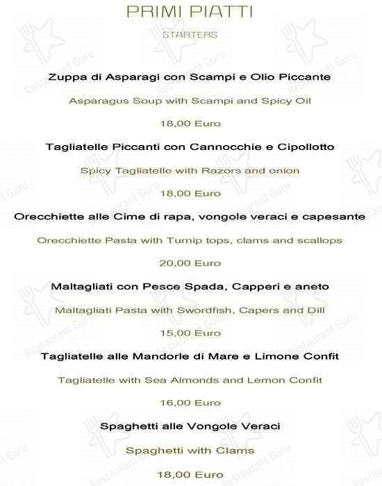 Menu di Nu Hotel Milano 