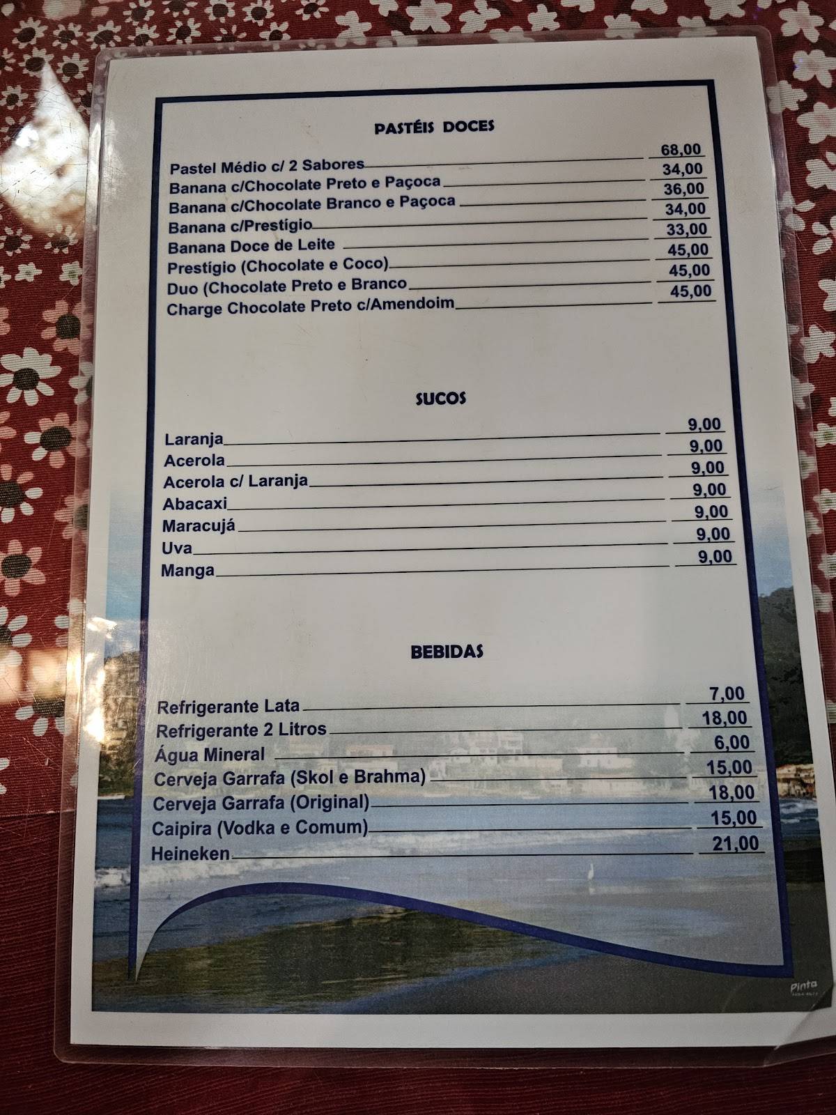 O Pastelão cardápio