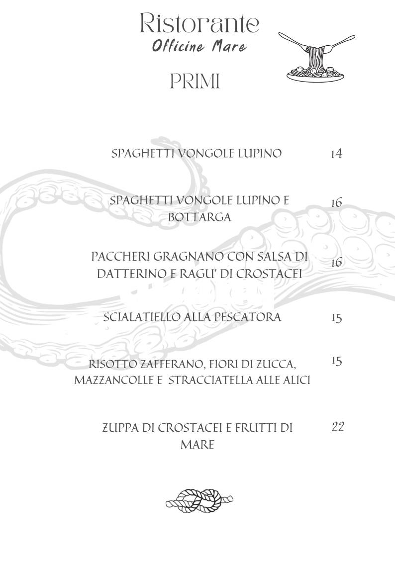 Menu di Officine Mare 
