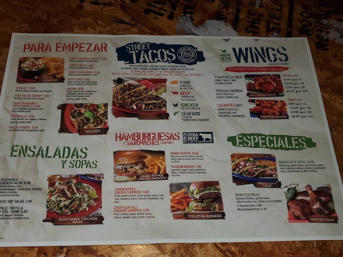 Carta del pub y bar Ojos Locos Sports Cantina - Almeda, Houston, Gulf Fwy