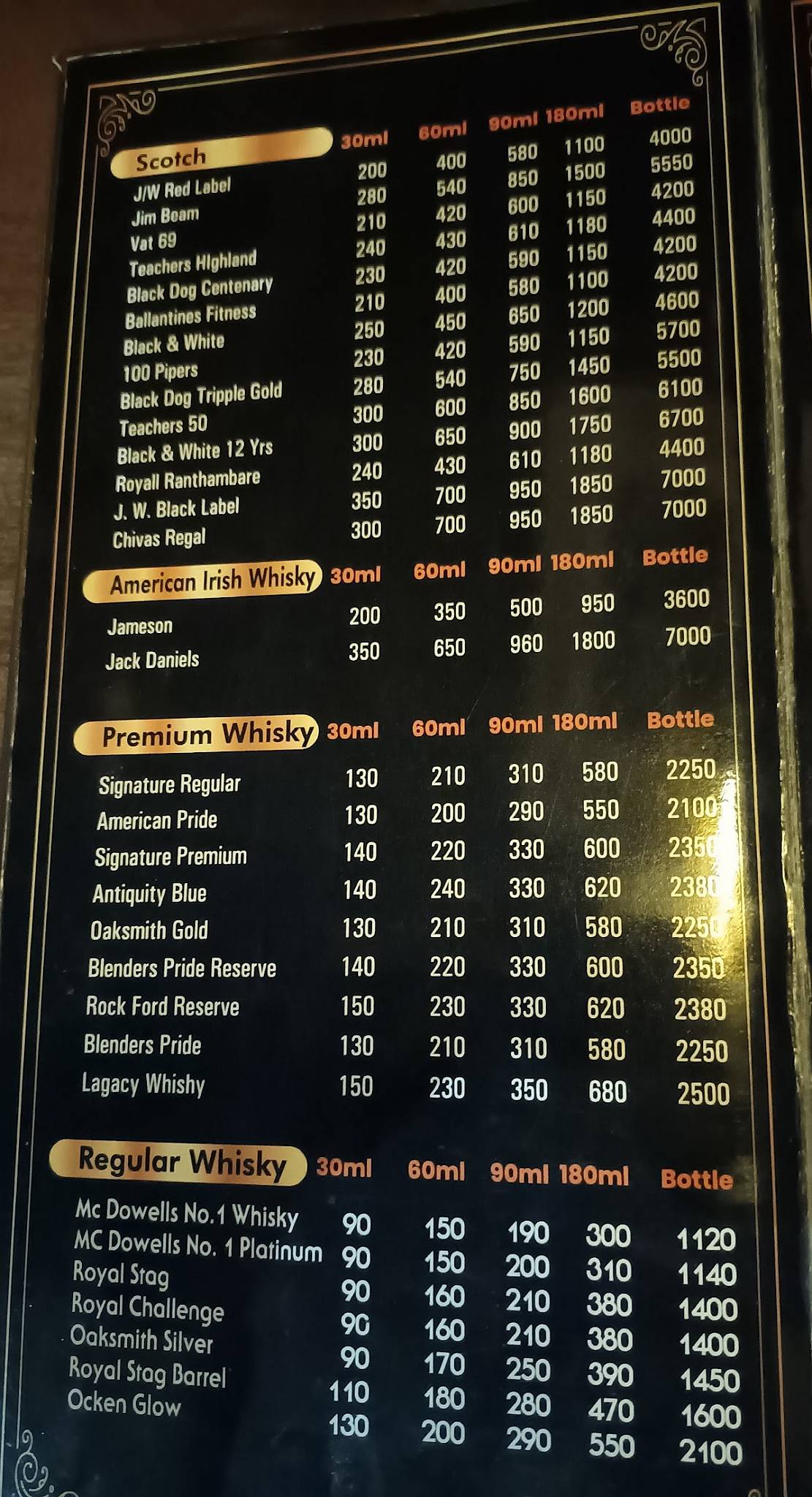 Olive Garden Restaurant & Bar menu