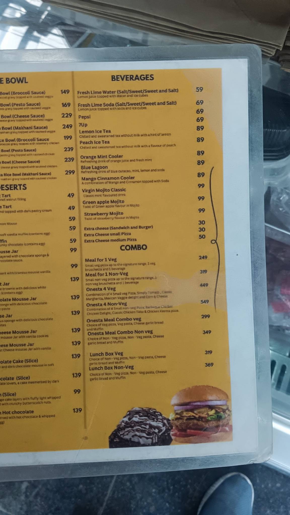 Onesta Gachi Bowli menu