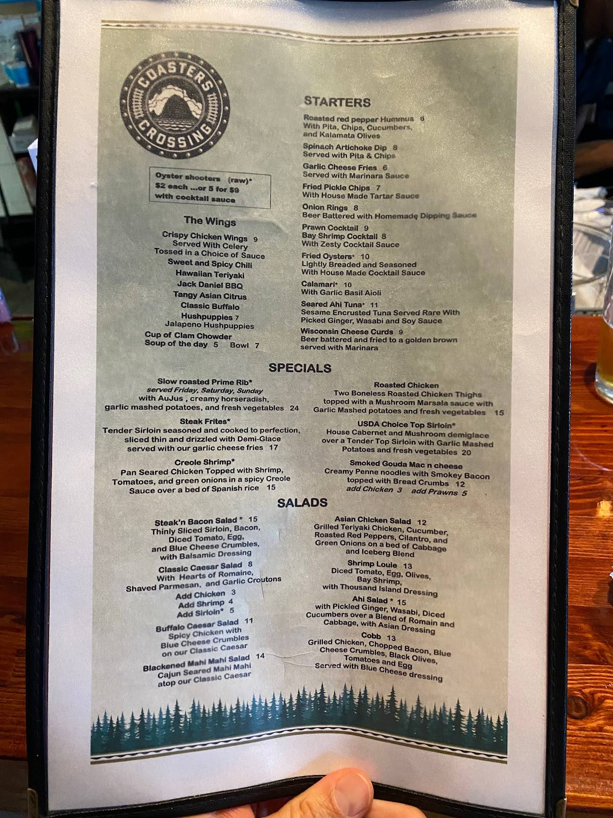 Menu at Coasters Crossing pub & bar, Oregon City