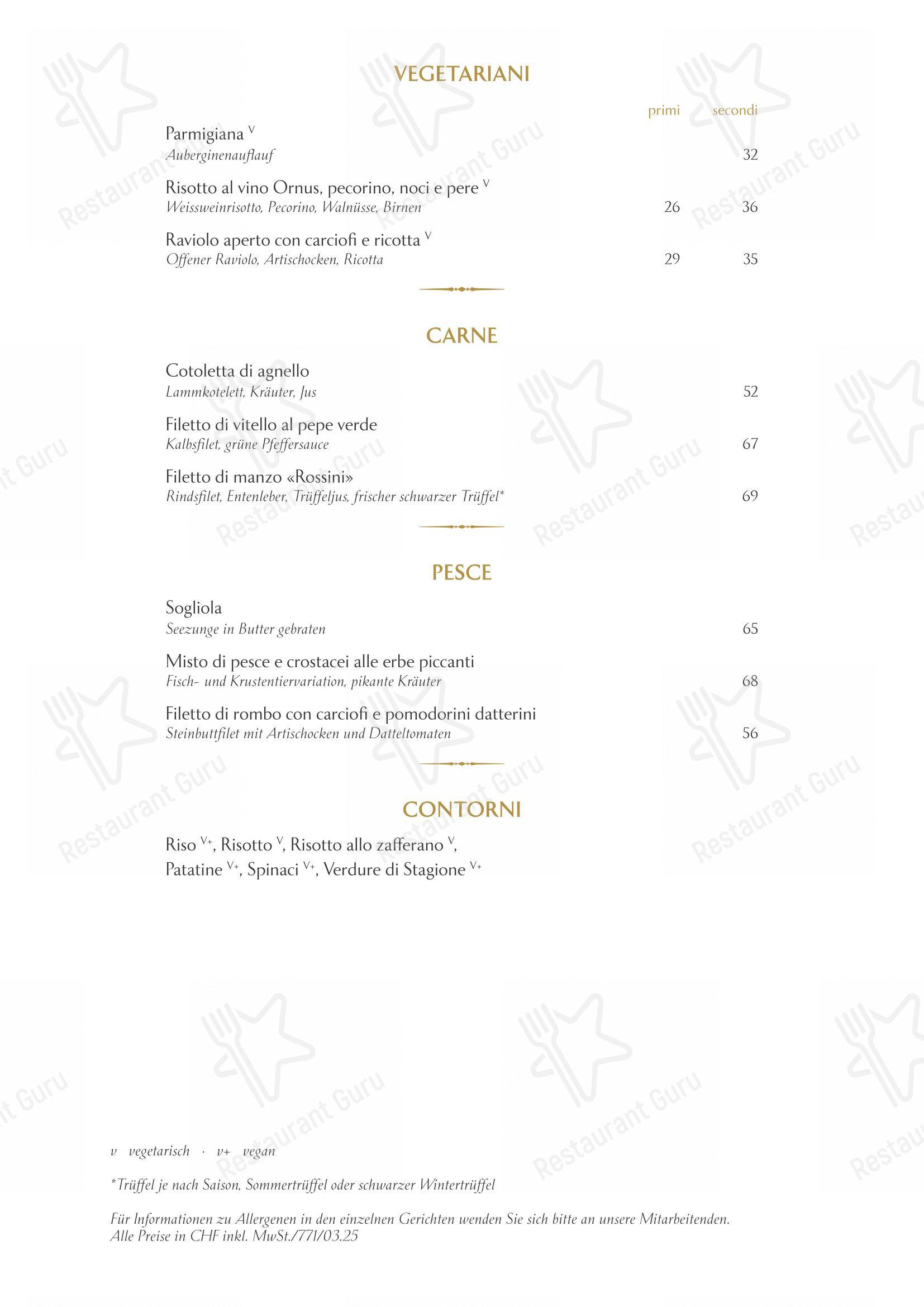 Ornellaia in Zurigo - Menu