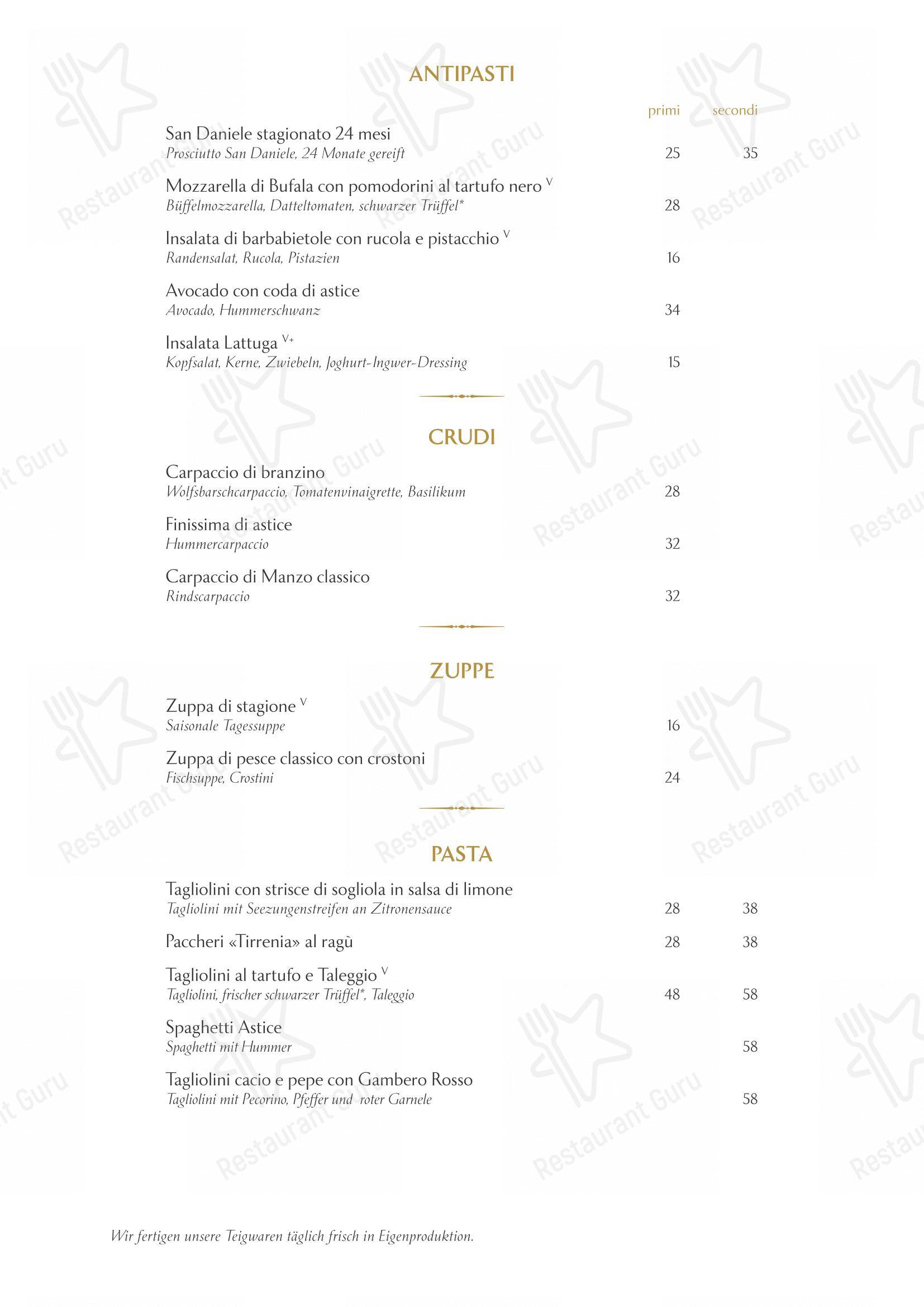 菜单 per Ornellaia in Zurigo