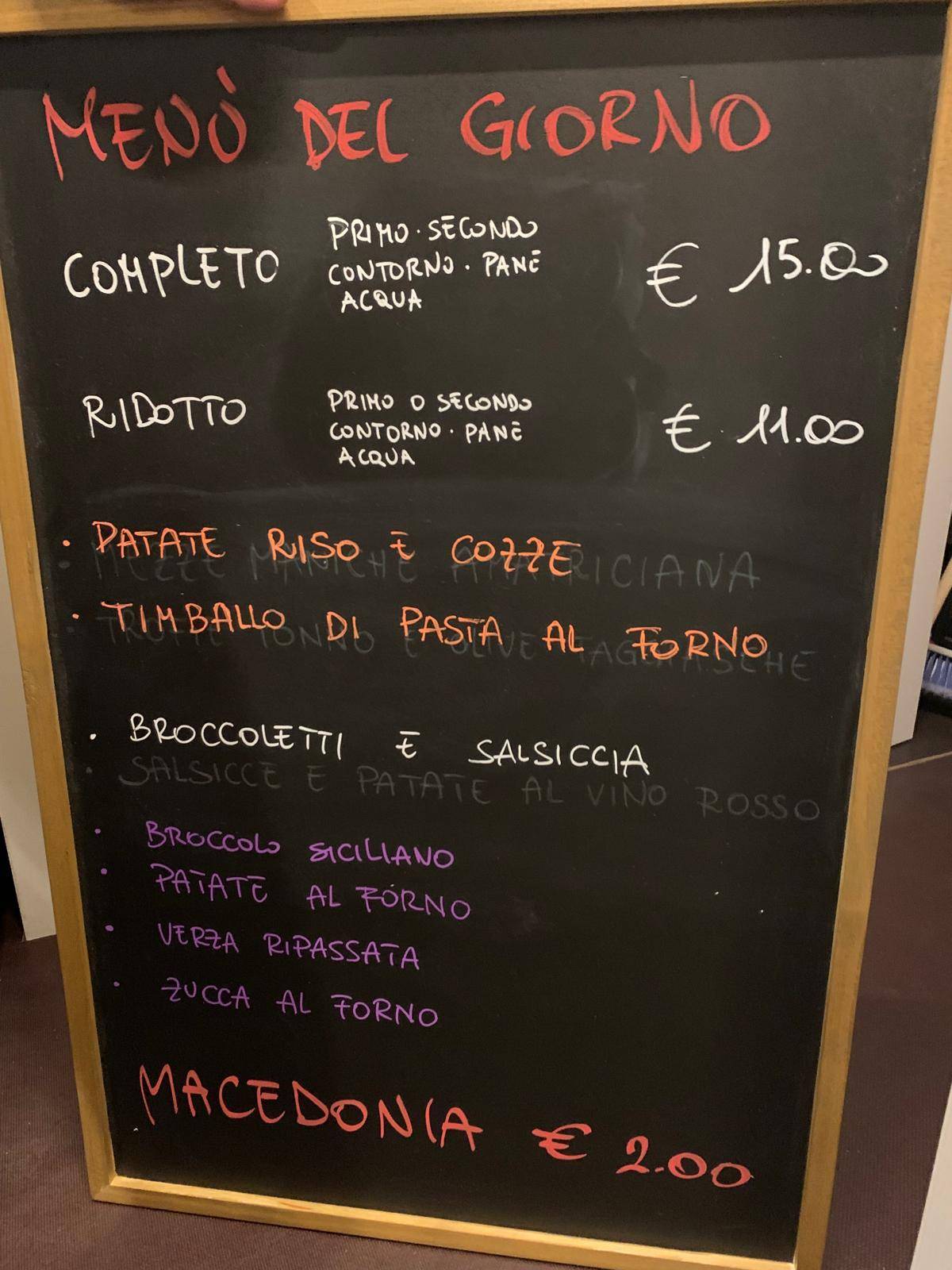 Menu di Sacro e Profano 