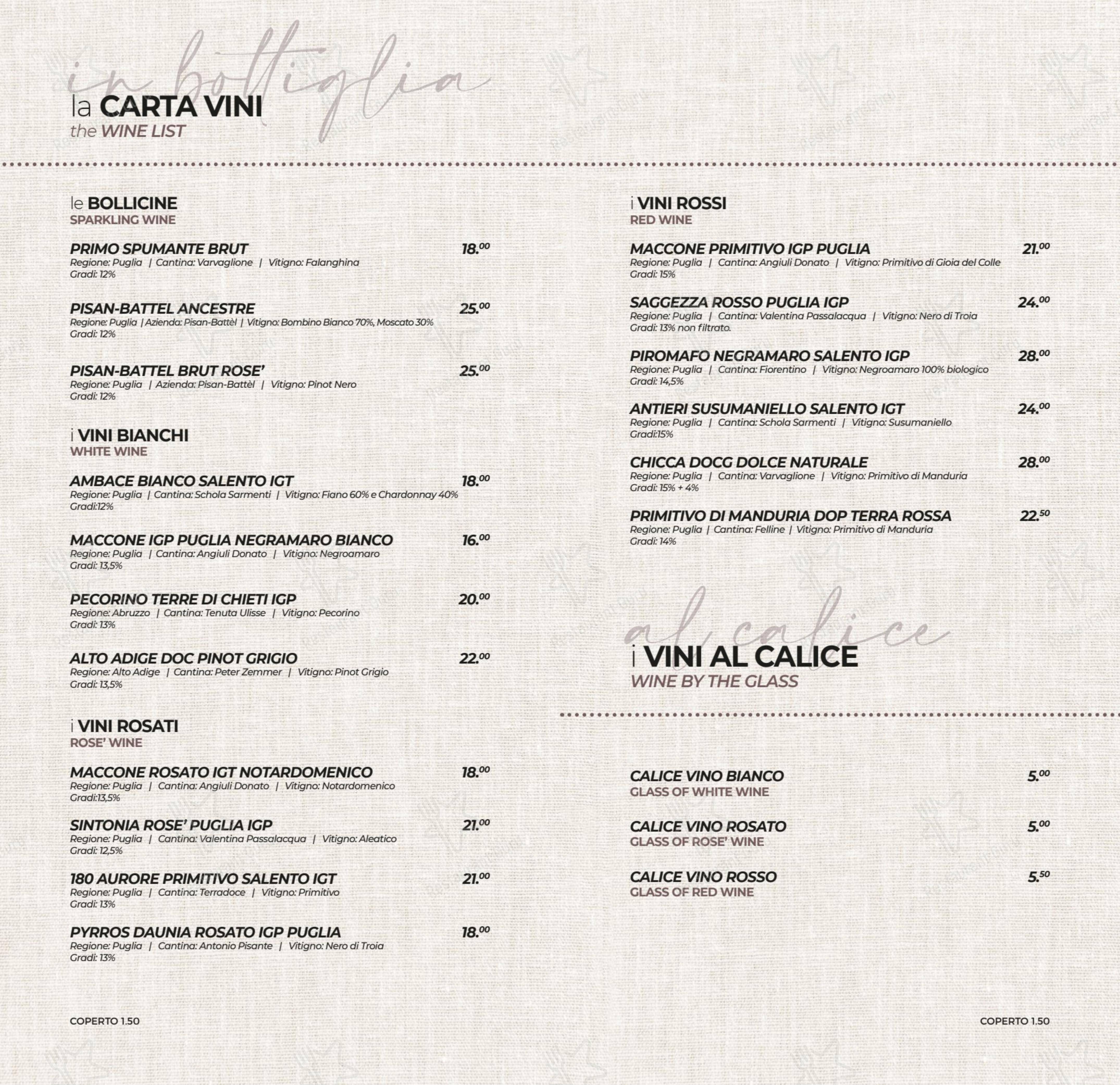 Orwell Meat House in Manduria - Menu