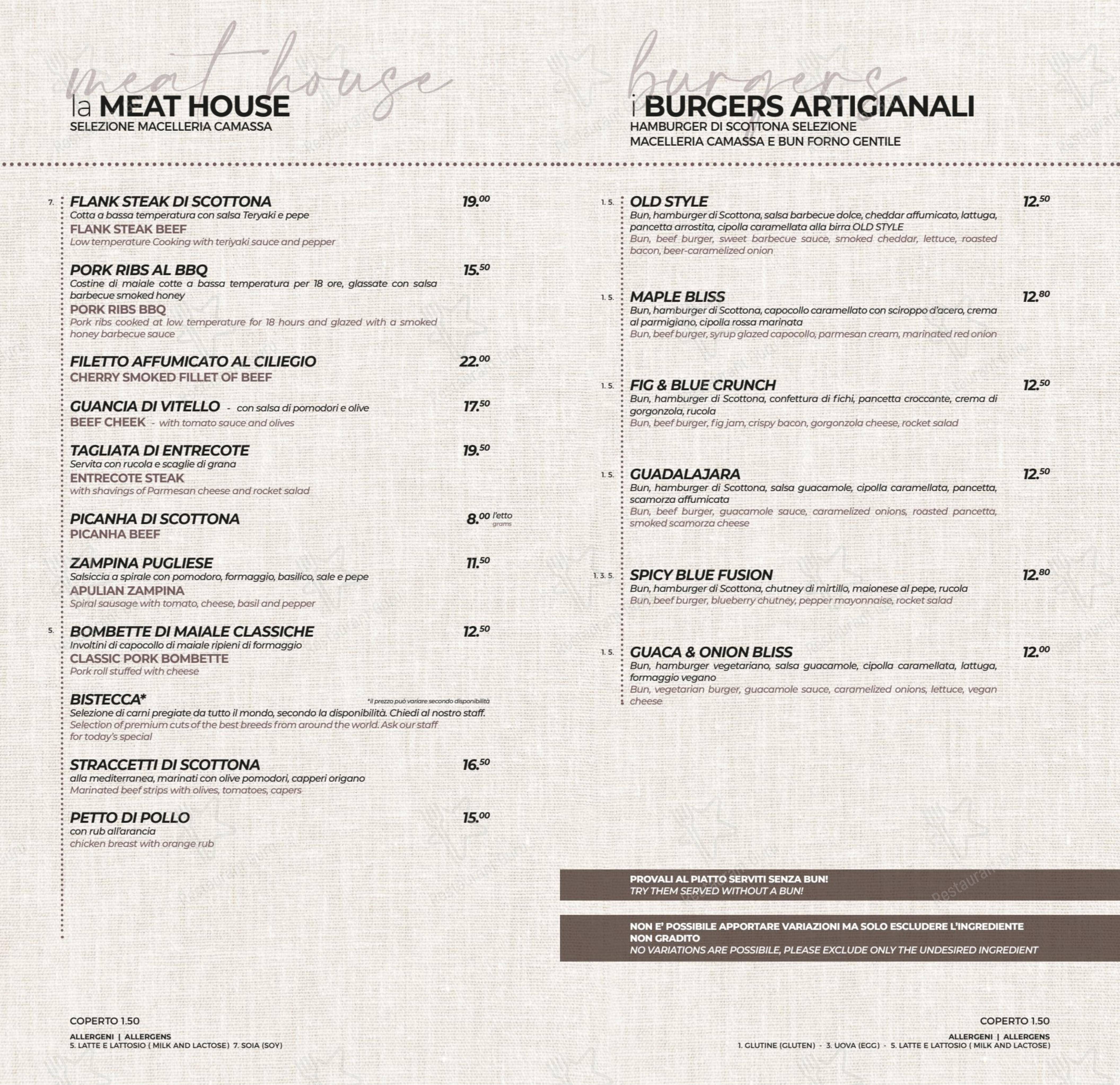 Orwell Meat House in Manduria - Menu