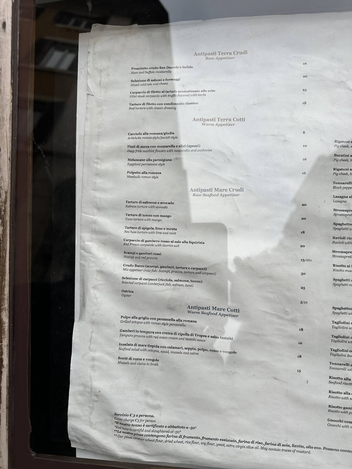 Menu di Osteria Bacco 