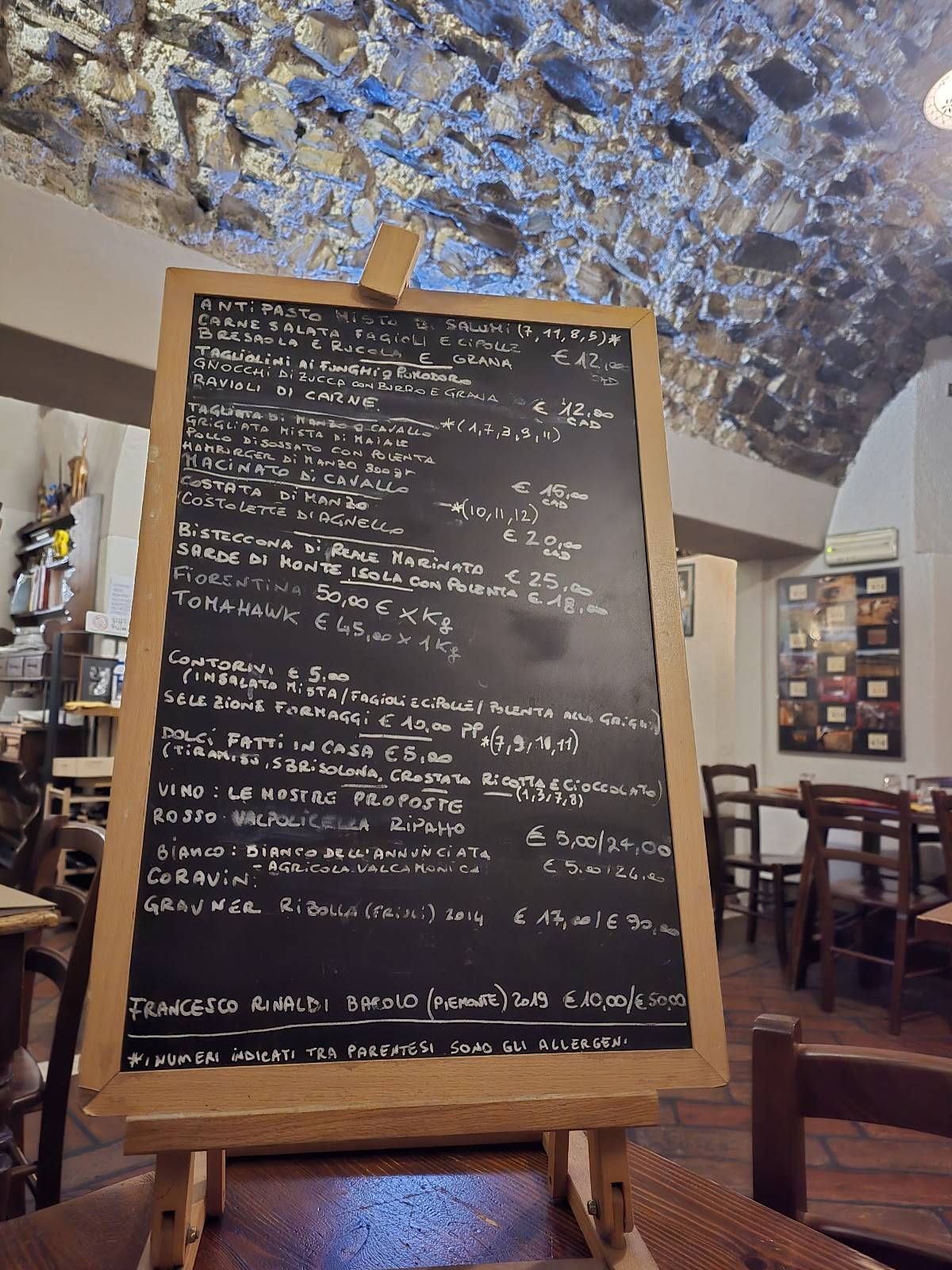 Menu di Osteria Ca' de Cindri 
