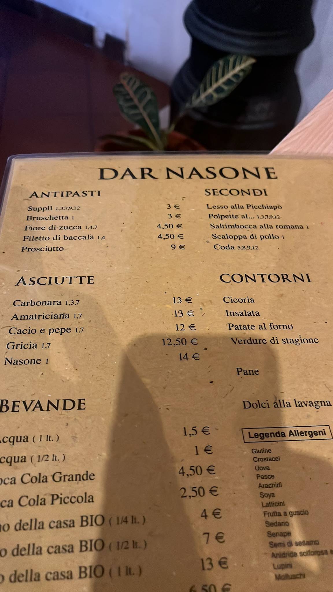 Menu di Osteria Dar Nasone 