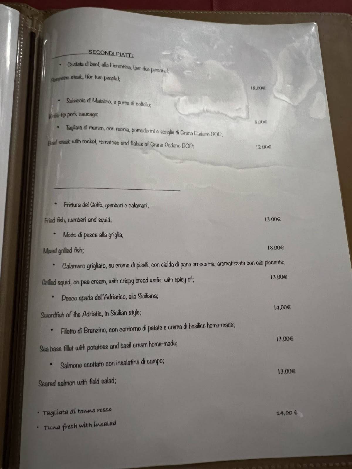 Menu di Osteria Orbitelli 