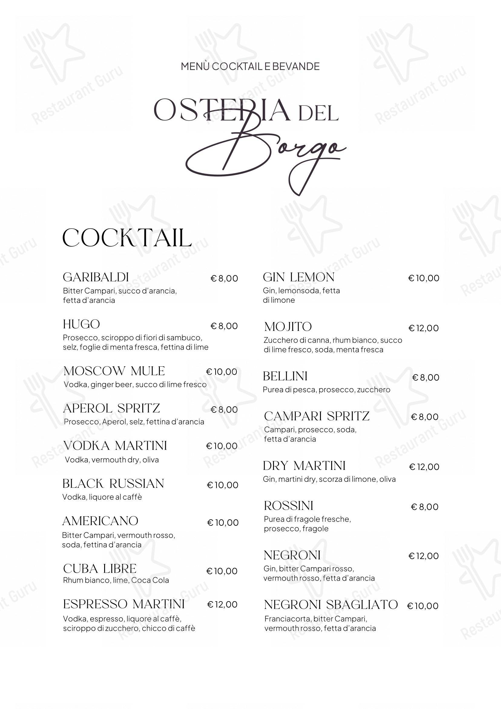 菜单 per Osteria del Borgo Formigine in Castelvetro di Modena