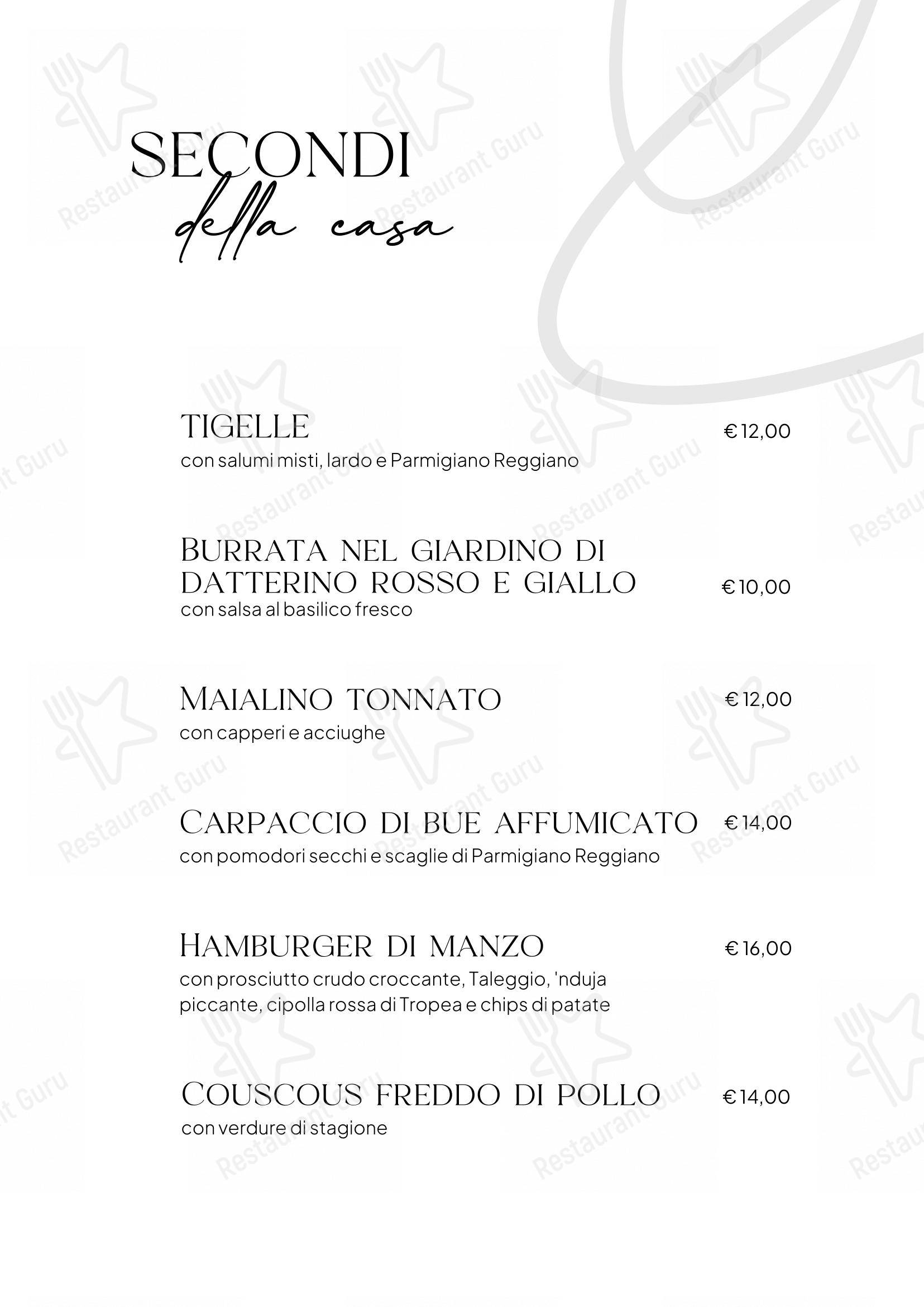 Osteria del Borgo Formigine in Castelvetro di Modena - Menu bar