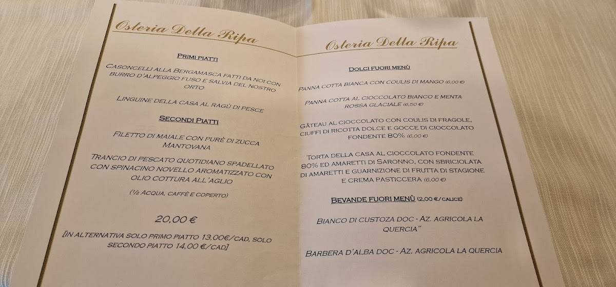 Menu di Osteria della Ripa 
