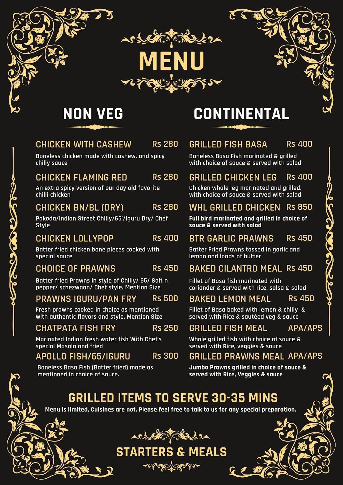 Ostra menu
