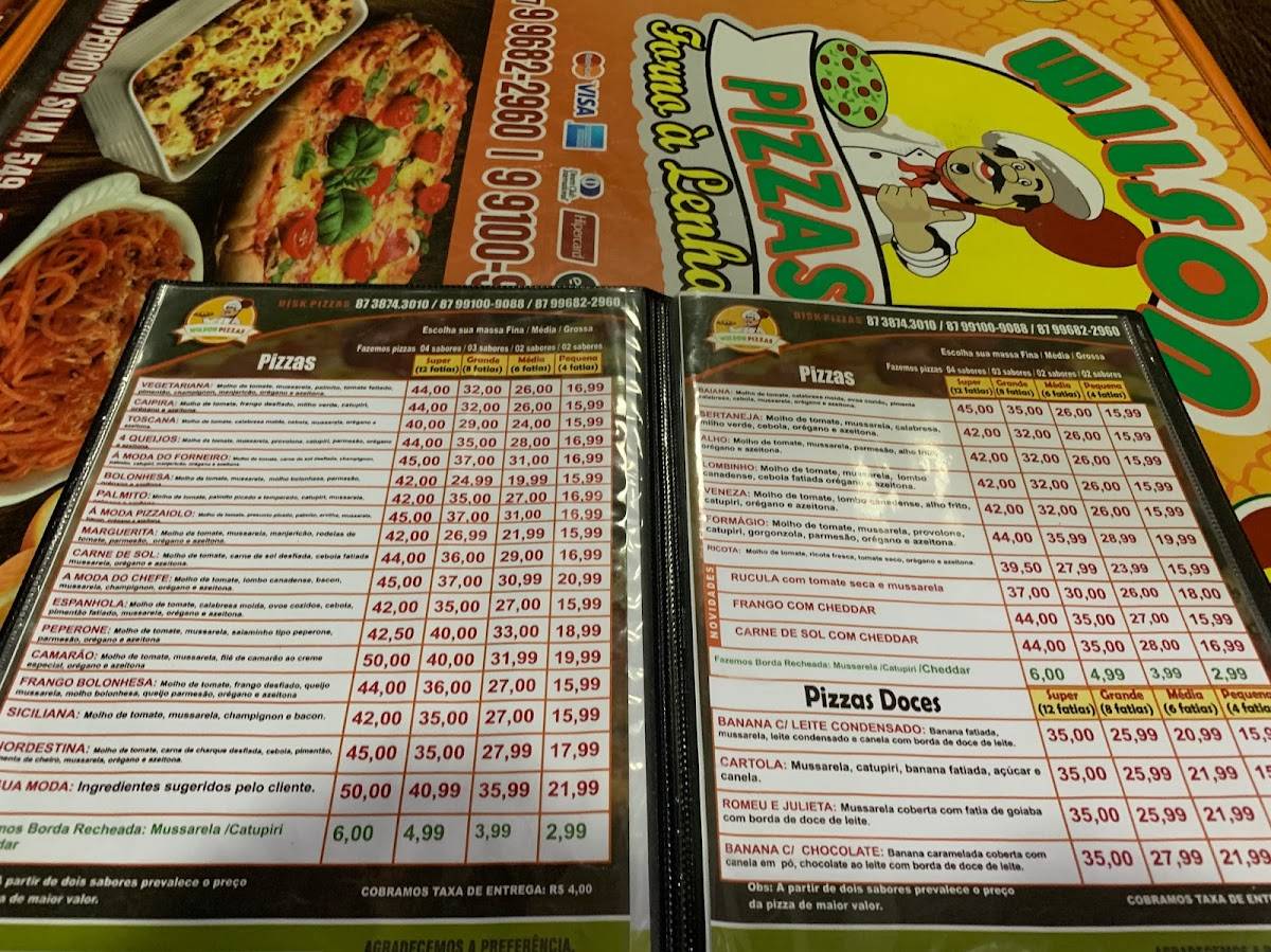 Wilson Pizzas cardápio