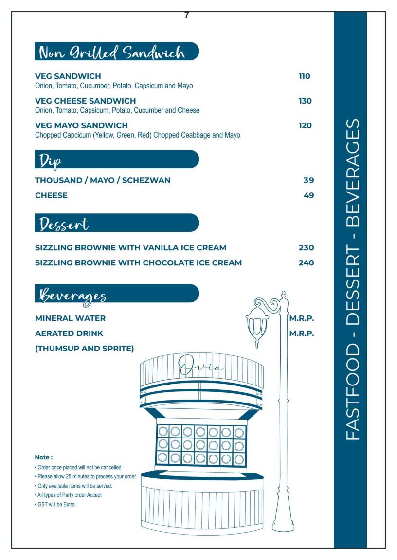 Ovia Terraza & Bar menu