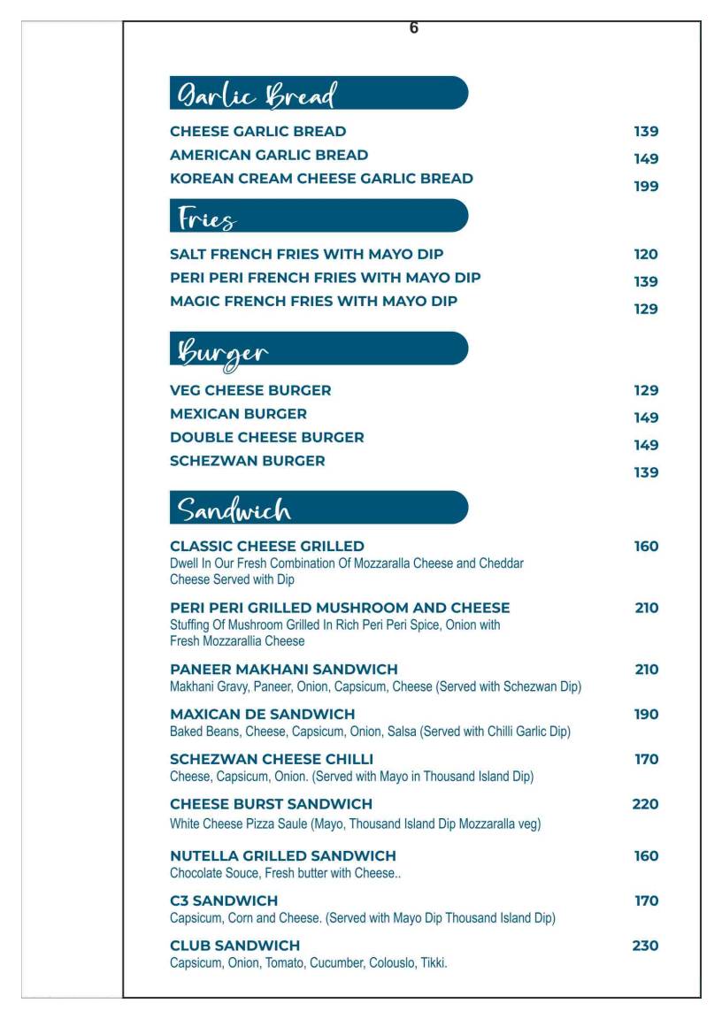 Ovia Terraza & Bar menu