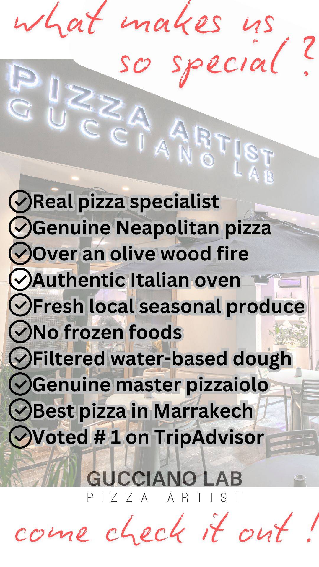 Menu de PIZZA ARTIST Gucciano Lab
