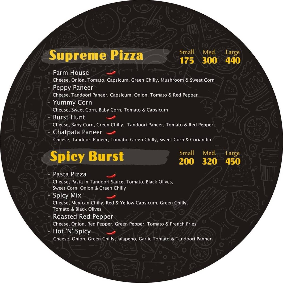 PIZZA BURST Bilimora menu
