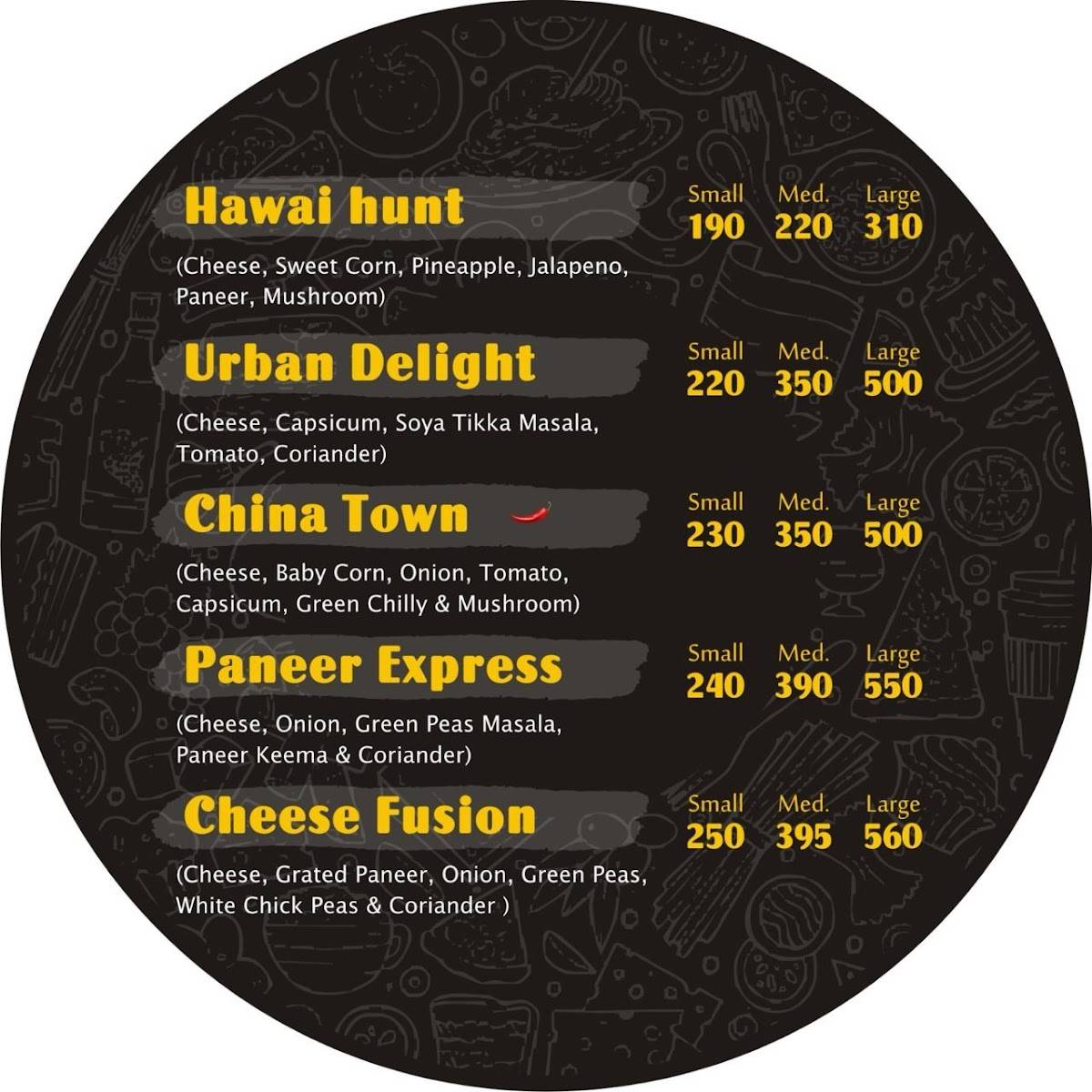 PIZZA BURST Bilimora menu