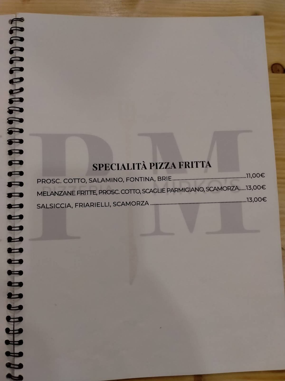 Menu di PIZZERIA MIRKO'S 