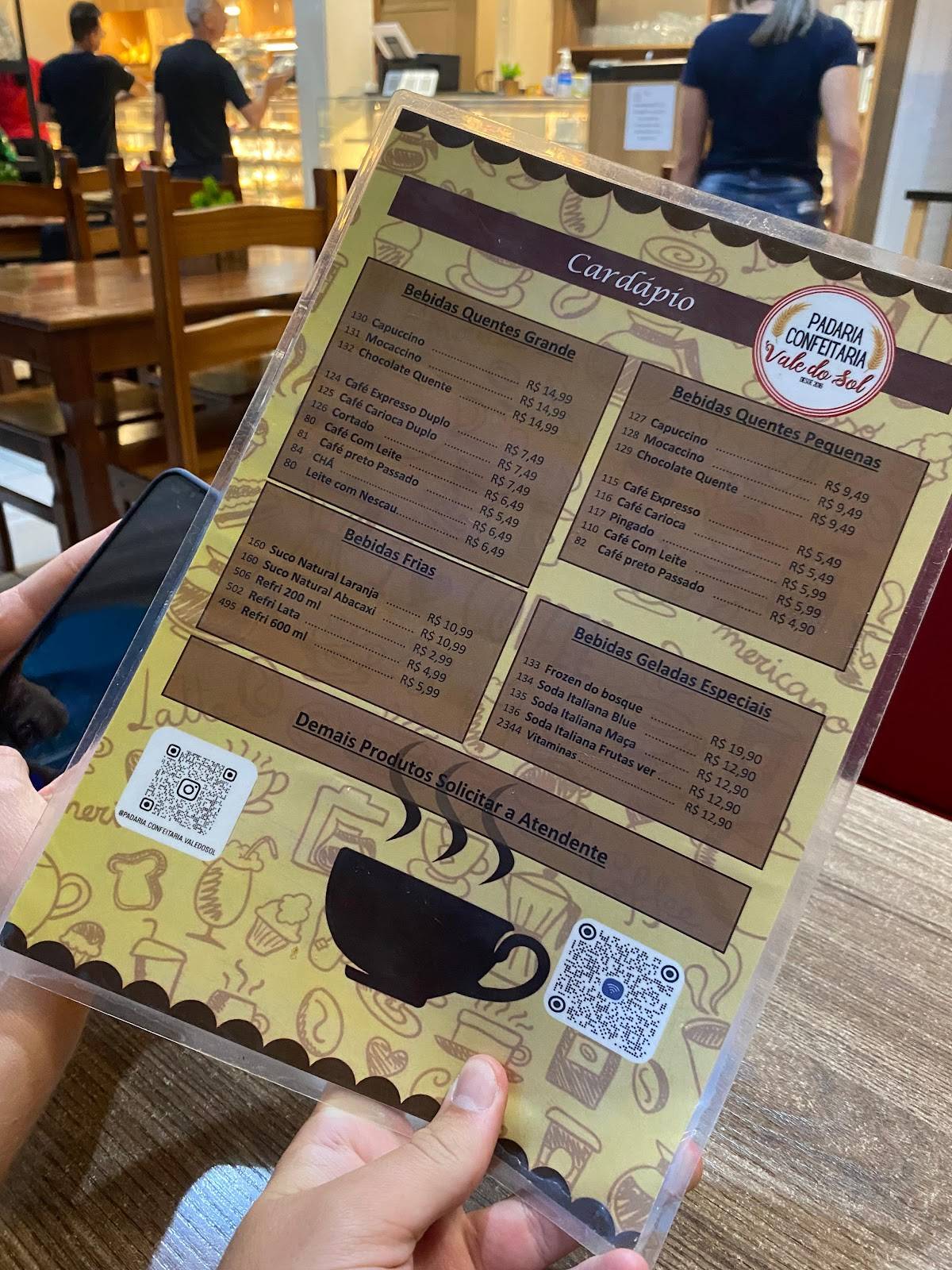 Padaria e Confeitaria Vale do Sol cardápio