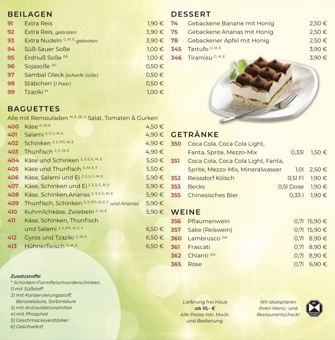 Menu de Panda Imbiss Lieferservice