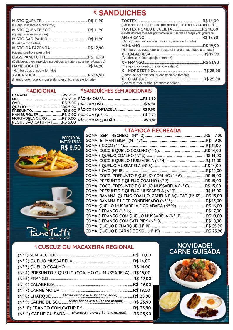 Panetutti Pães e Doceria Ponta Verde cardápio