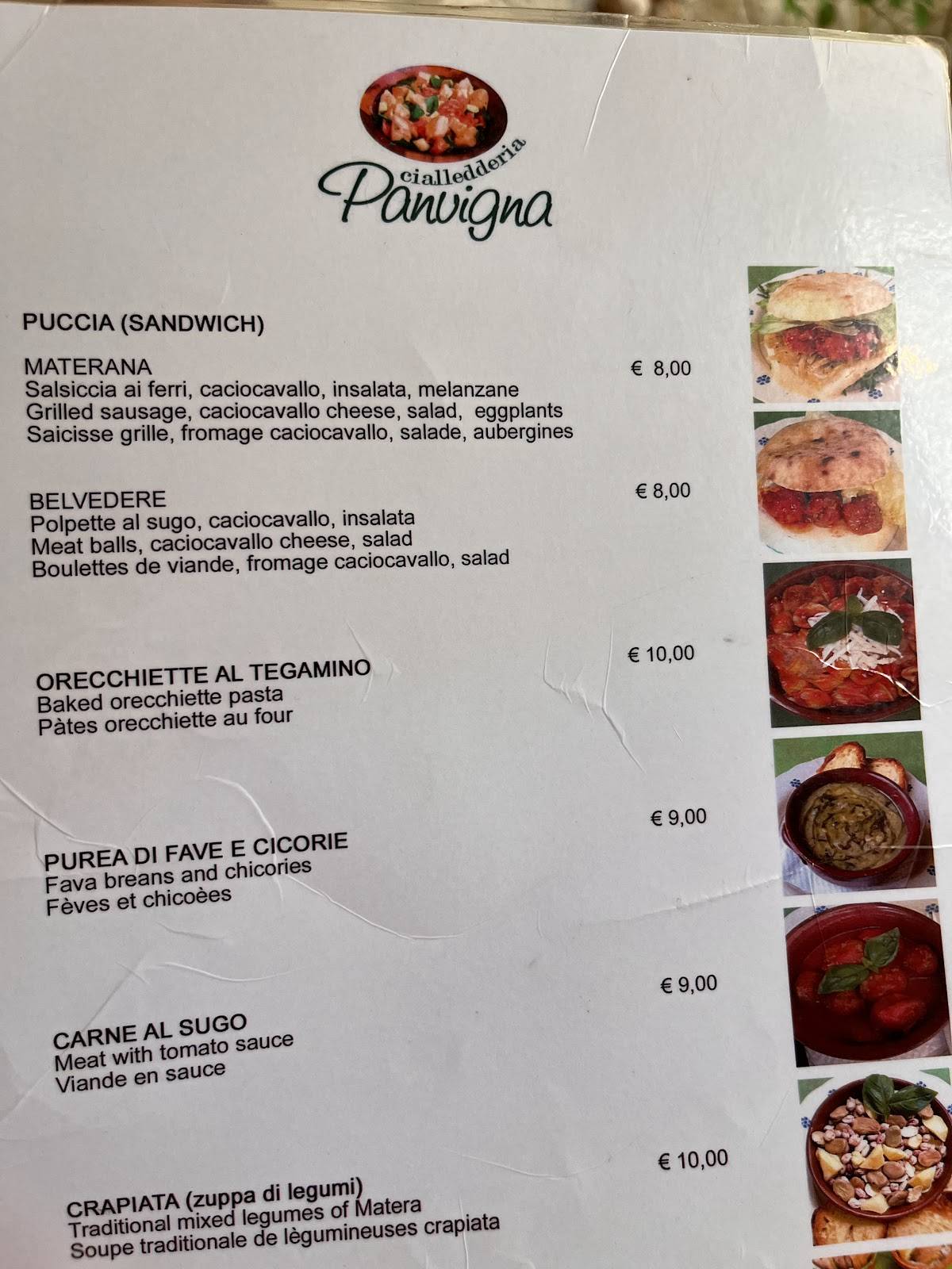 Menu di Panvigna 
