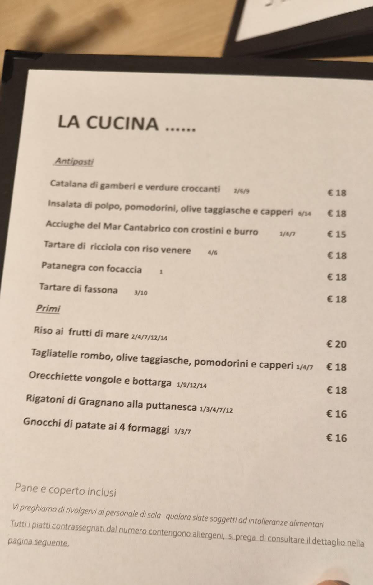 Menu di Papillon 