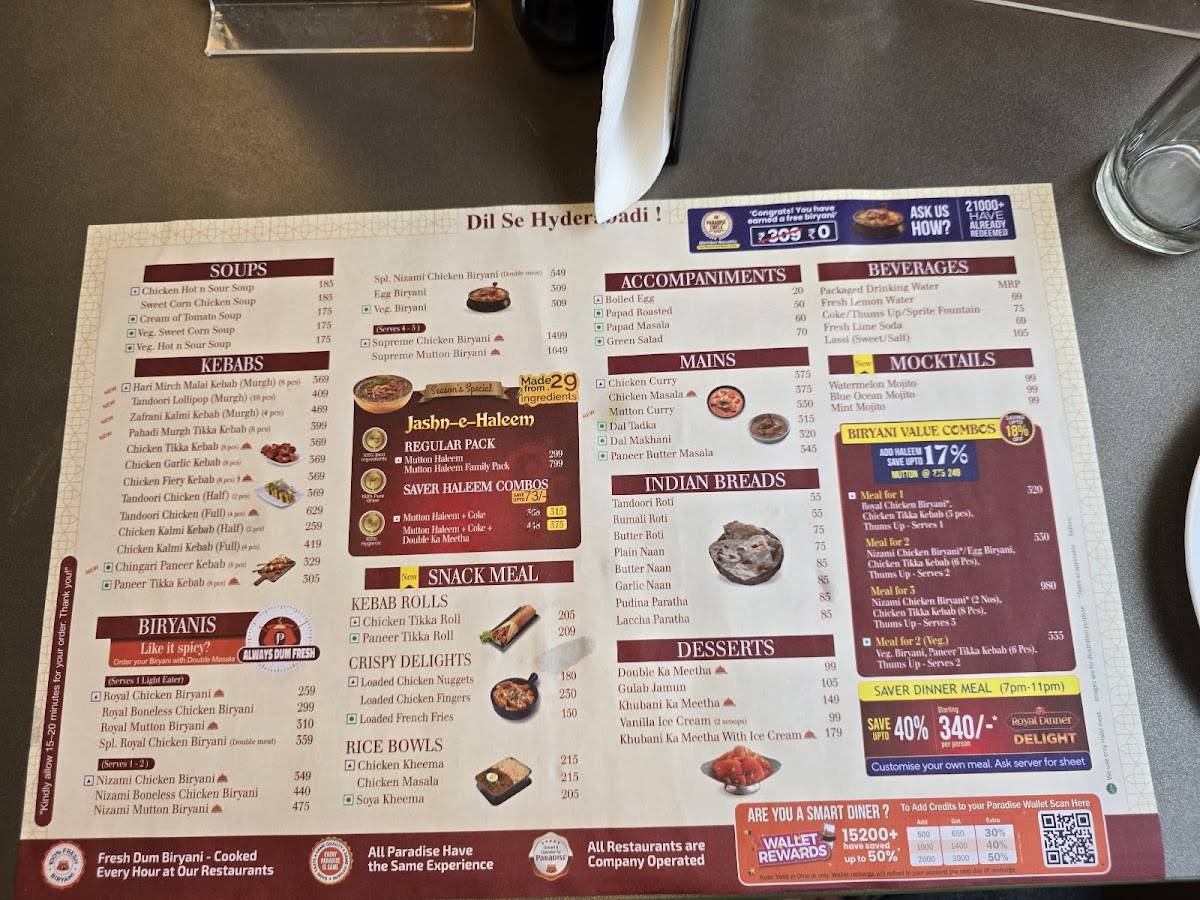 Paradise Biryani Nellore menu