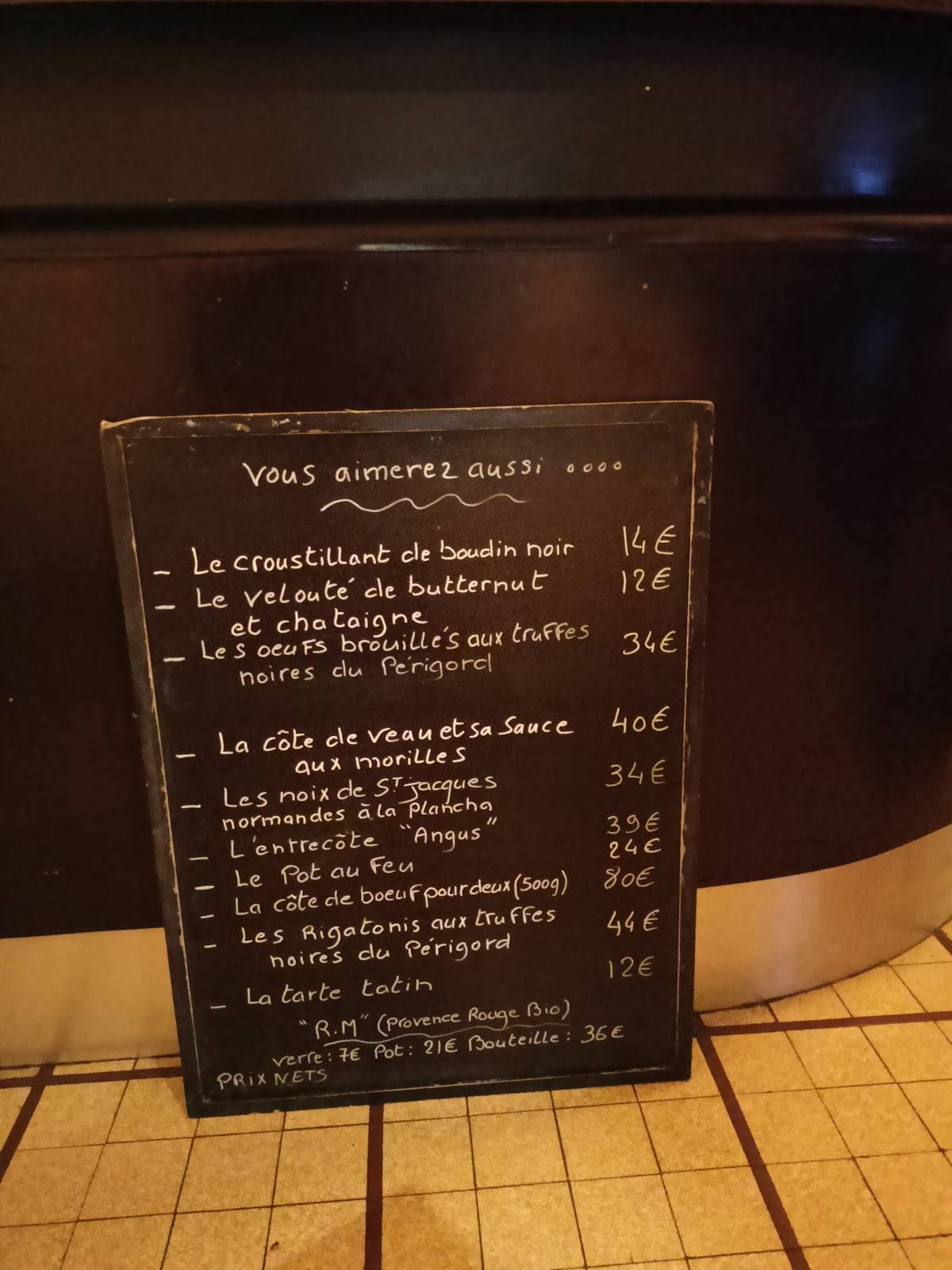 Menu at Chez René restaurant, Paris, 14 Bd Saint-Germain