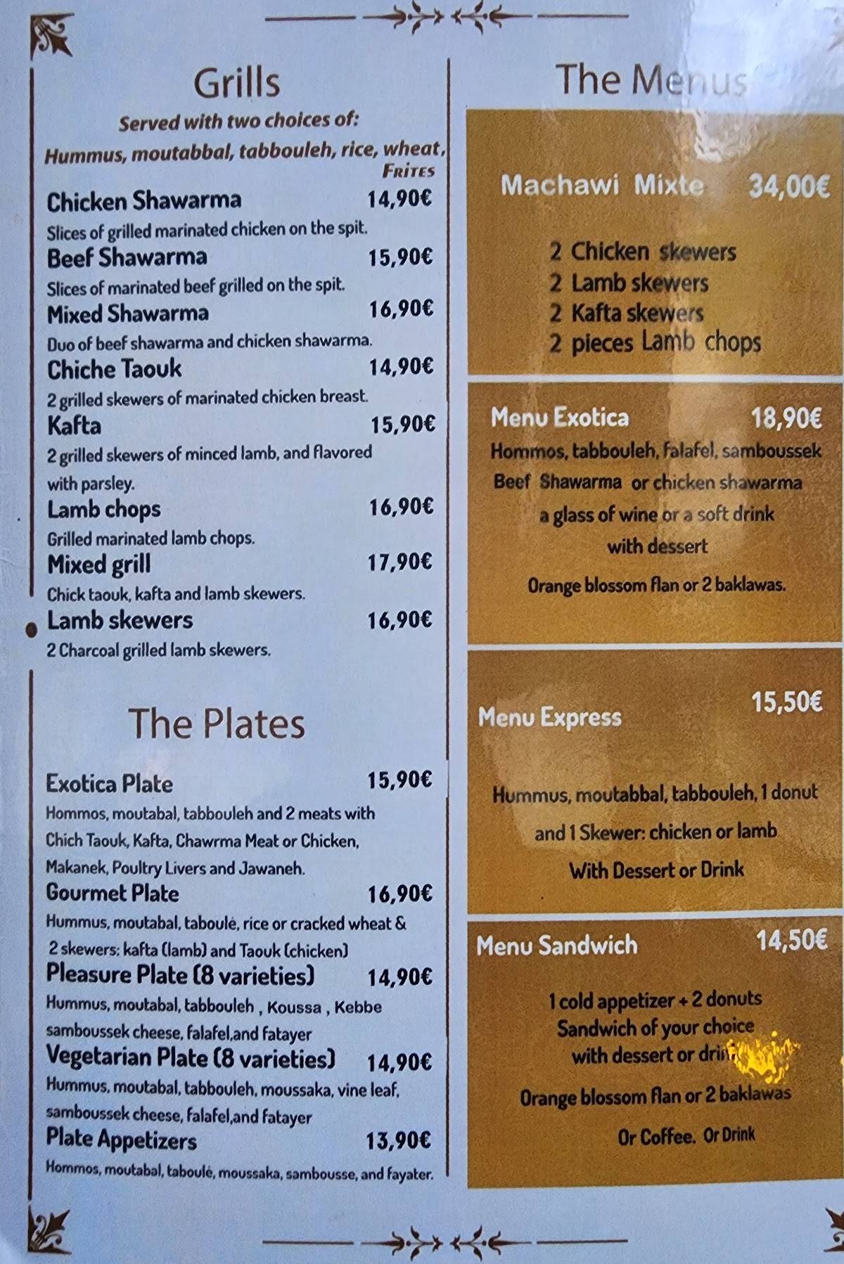Menu de Exotica
