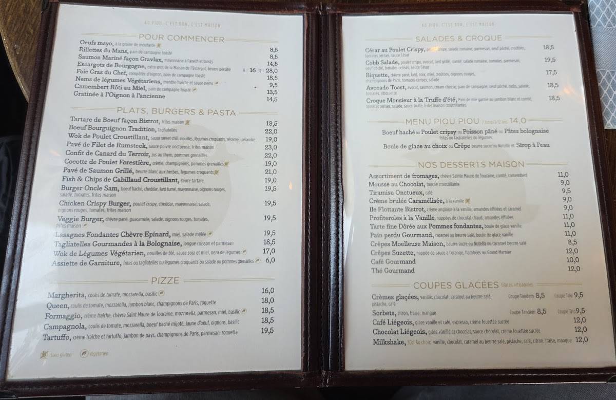 Menu de Piou