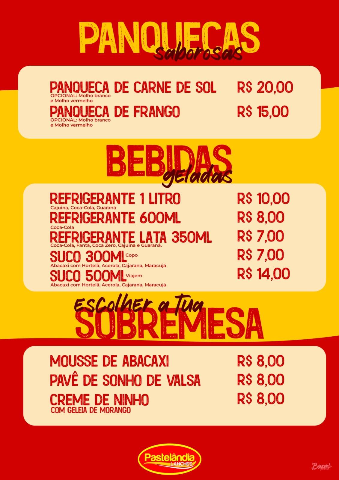 Pastelandia Lanches Sousa cardápio