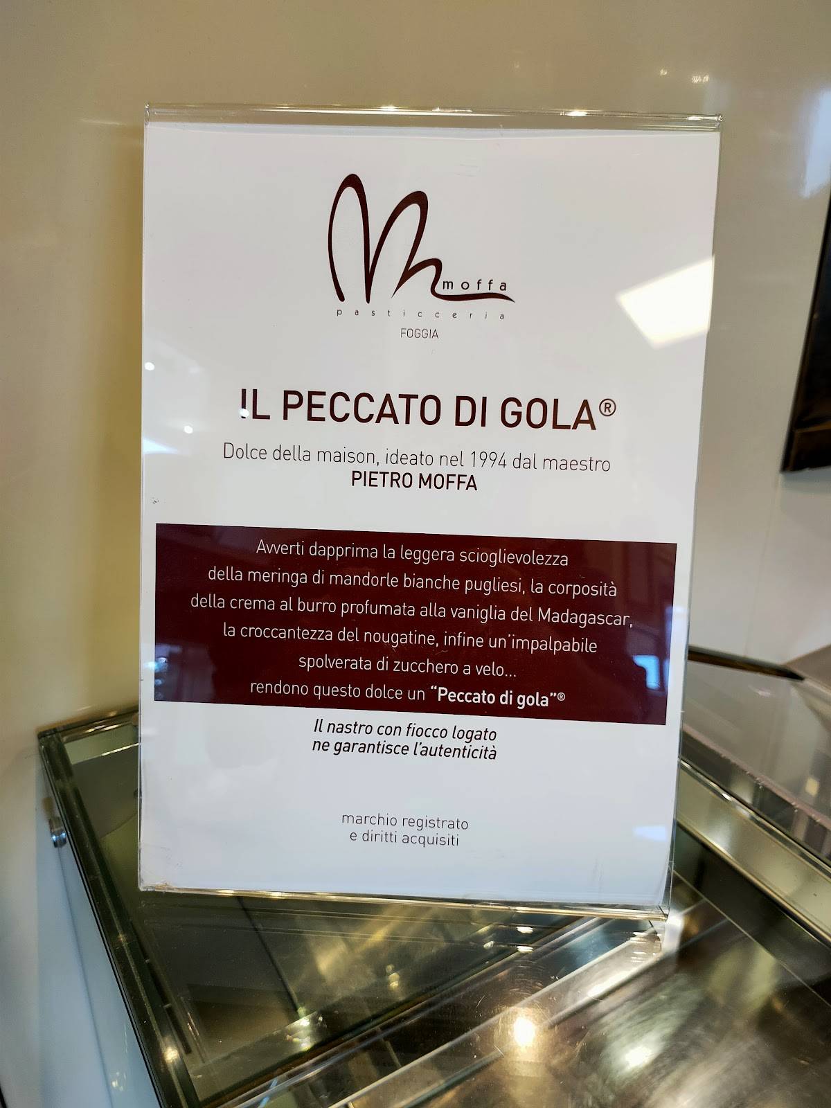 Menu di Pasticceria Moffa 
